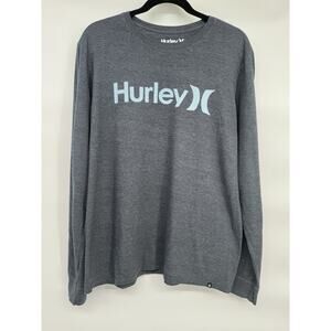 Hurley Men's Gray Long Sleeve Crew Neck Cotton Blend Logo T-Shirt Size L